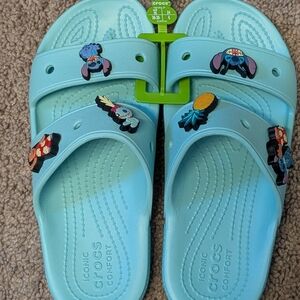 Crocs Women Sandals With Stitch Charms NWT Size 8